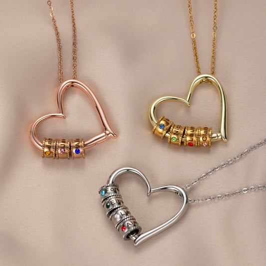 Stainless Steel Copper Love Beaded Diamond Pendant