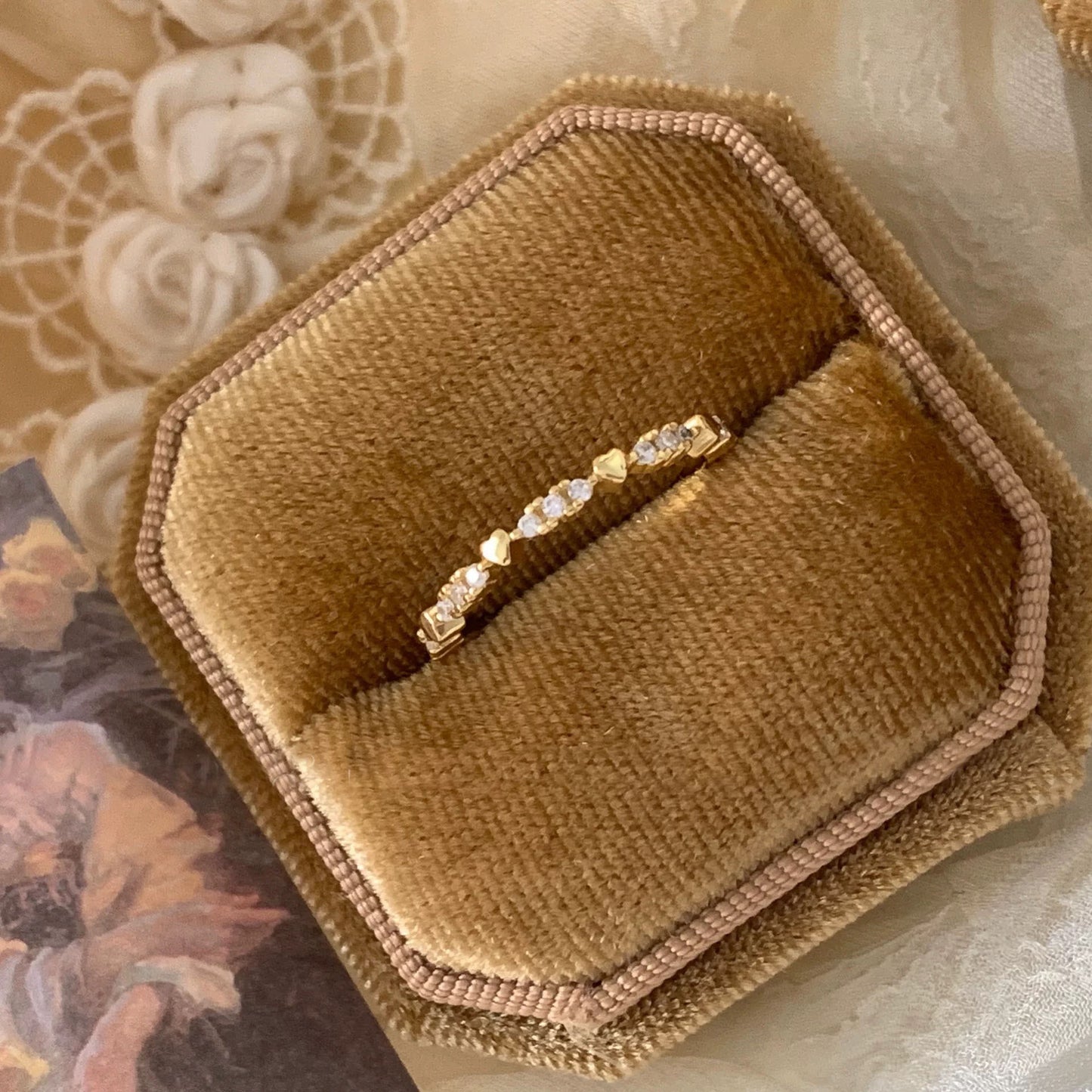 S925 Sterling Silver Heart-Shaped Diamond-Encrusted Ring