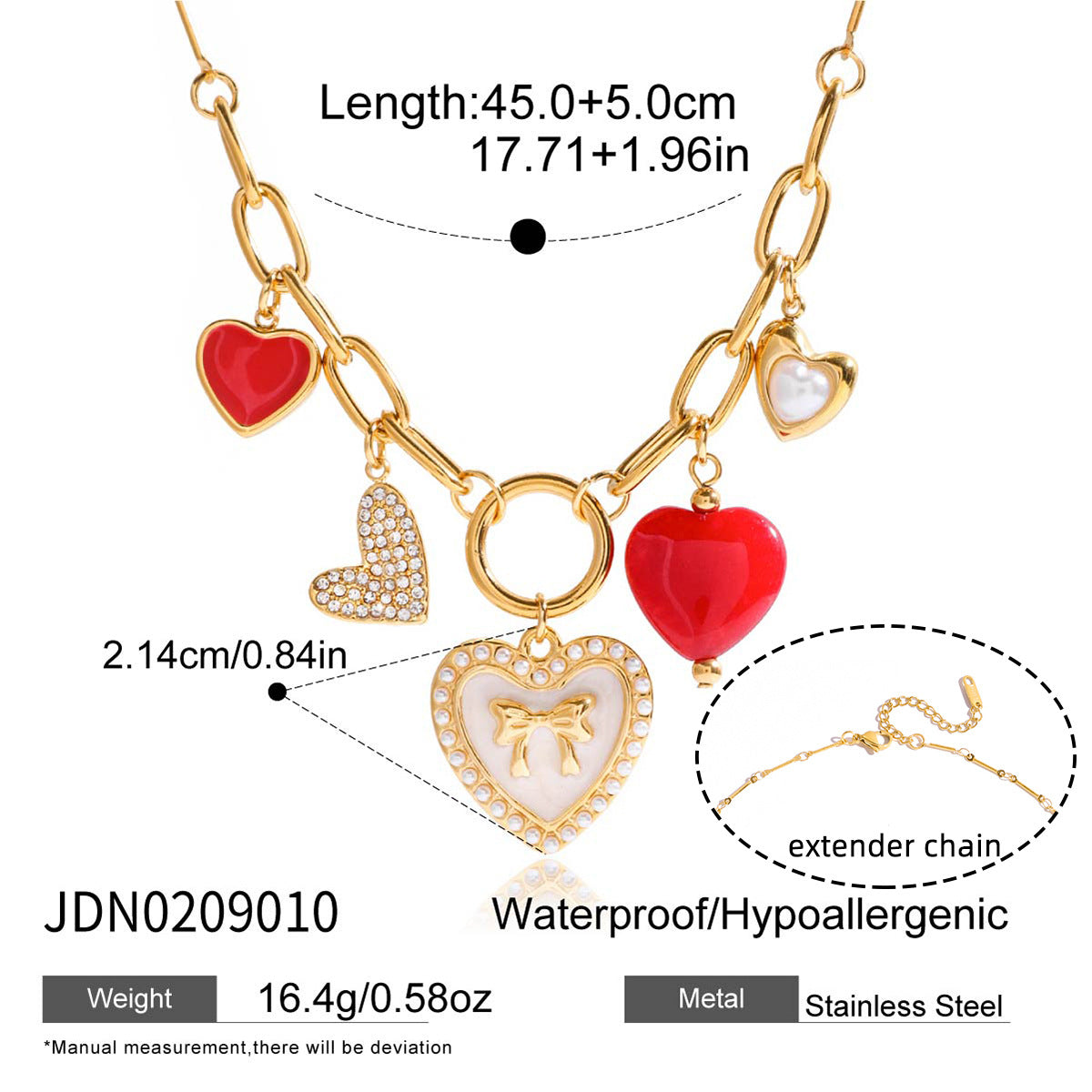 Retro Multi-Style Stainless Steel Heart Necklace Set