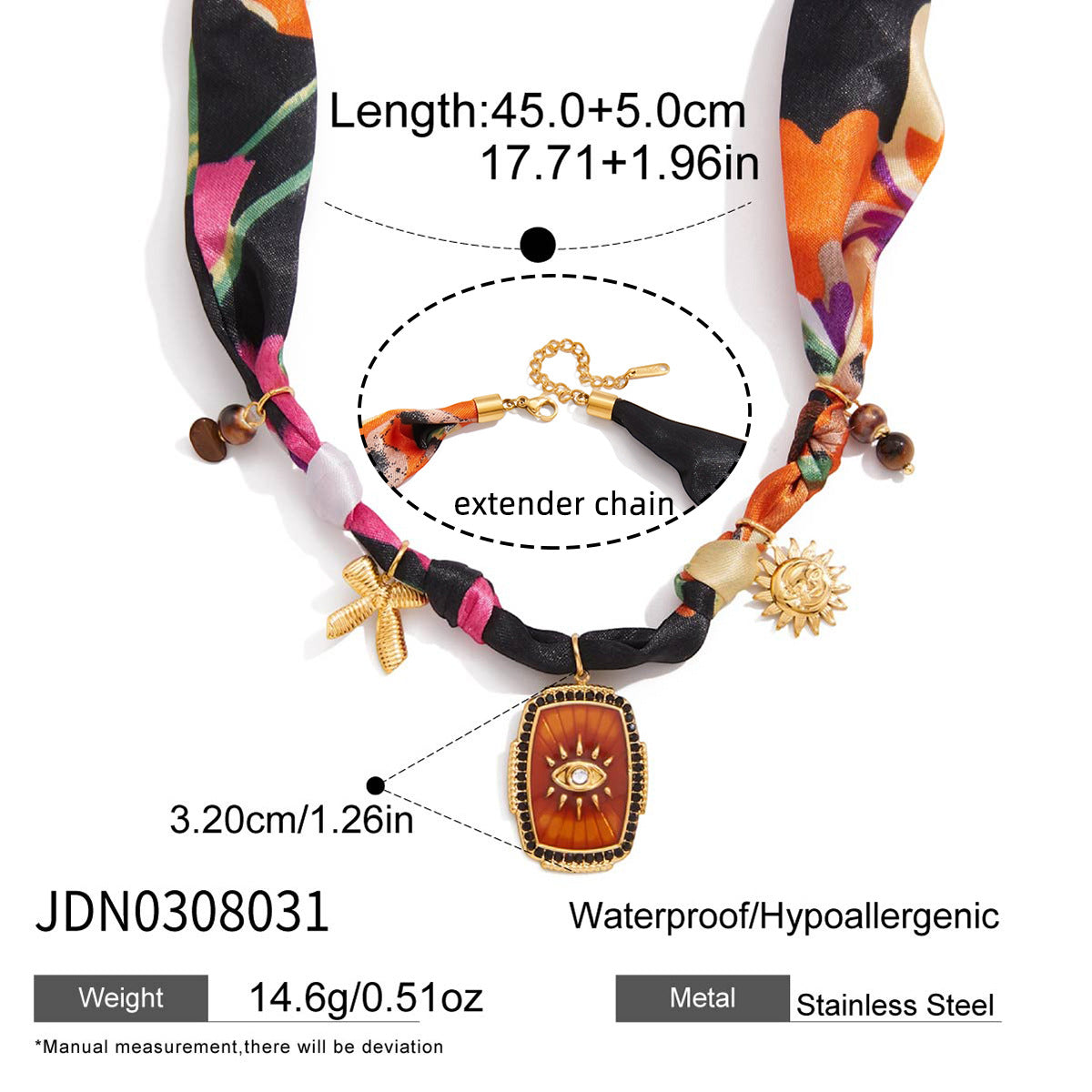 Stainless Steel Jewelry Tigers Eye Evil Eye Hijab Necklace