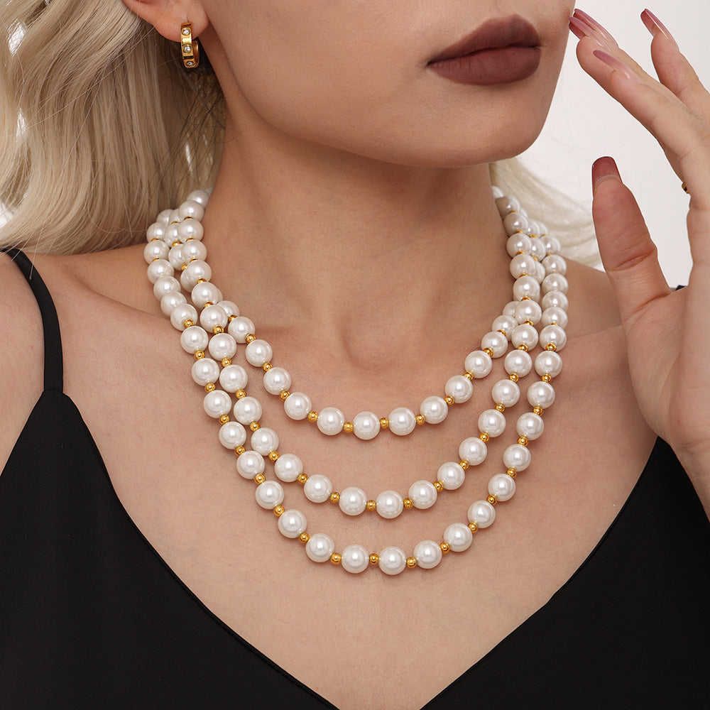Womens Luxe Elegant Pearl Necklace