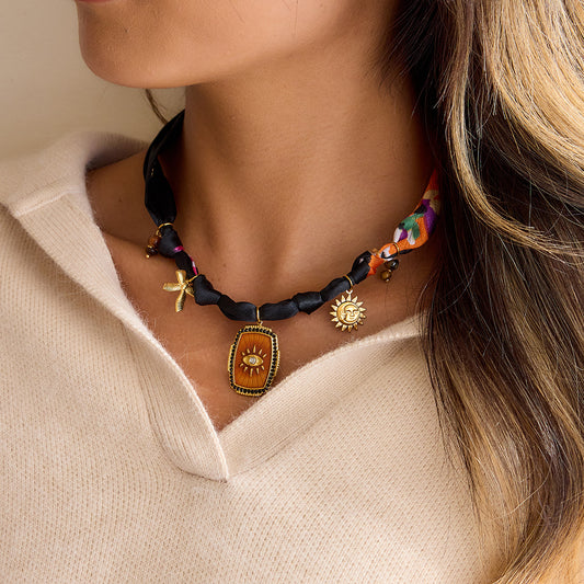 Stainless Steel Jewelry Tigers Eye Evil Eye Hijab Necklace