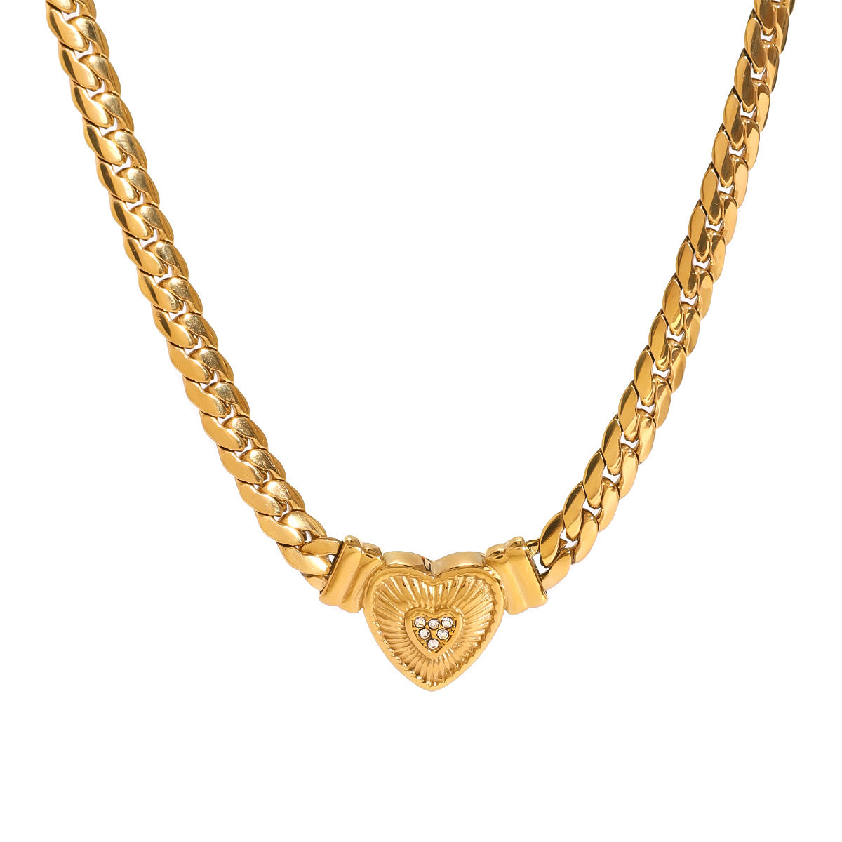 Stainless Heart Necklace With A Luxe High-End Look Diamond-Inlaid Clavicle Chain Titanium Steel Jewelry Piece