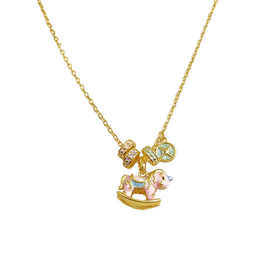 Cute Necklace With True Gold Enamel Colored Glaze
